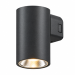 LED Wandleuchte rund 9W anthrazit, Wandhalterung im oberen Drittel