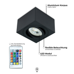 Aufbaustrahler schwarz matt 50mm eckig IP20 inkl. LED-Modul