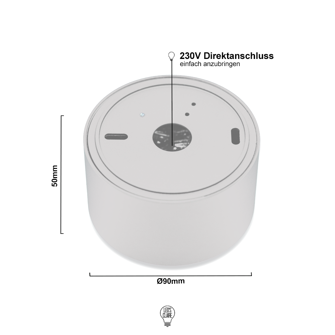 Aufbaustrahler weiß matt rund 50mm IP20 inkl. LED-Modul