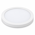 Weißes rundes LED Aufbaupanel 24W CCT mit 298 mm Durchmesser auf weißem Hintergrund
