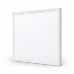 Weiße LED Deckenleuchte Backlite 62 × 62 cm mit flachem Aluminiumrahmen auf weißem Hintergrund