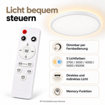 Fernbedienung der weißen LED Deckenleuchte mit Dimmung, fünf Lichtfarben, Up & Down und Memory-Funktion