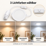 MUNDOTEC LED Einbaupanel 23W mit CCT-Schalter für Warmweiß 3000 K, Neutralweiß 4200 K und Kaltweiß 6400 K.