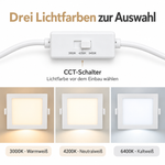 CCT-Schalter des quadratischen LED Panels 12W für 3000K Warmweiß, 4200K Neutralweiß und 6400K Kaltweiß