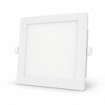Weißes quadratisches LED Einbaupanel 12W mit 17 × 17 cm Außenmaß auf weißem Hintergrund