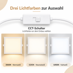 CCT-Schalter des quadratischen LED Panels 18W mit 3000K Warmweiß, 4200K Neutralweiß und 6400K Kaltweiß