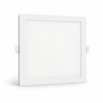 Weißes quadratisches LED Einbaupanel 18W mit 20,2 × 20,2 cm Außenmaß auf weißem Hintergrund