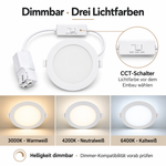 Dimmbares LED Panel 18W mit CCT-Schalter für 3000K Warmweiß, 4200K Neutralweiß und 6400K Kaltweiß