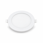 Weißes rundes dimmbares LED Einbaupanel 6W mit 128 mm Außendurchmesser auf weißem Hintergrund