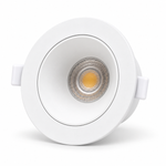 Weiß-weißer LED Einbauspot 14W CCT in leichter Seitenansicht mit tiefem glattem Innenreflektor