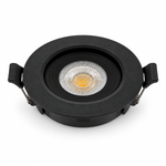 Schwarzer LED Einbauspot 5W – schräge Ansicht mit Federklammern