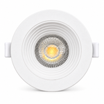 Weißer LED Einbauspot 6,5W CCT – Frontansicht mit rundem Rahmen und gerilltem Innenreflektor