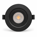 Schwarzer schwenkbarer LED Einbauspot 9W CCT – Frontansicht mit gerilltem Innenring und klarer Linse