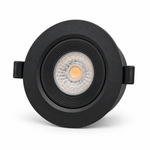Schwarzer LED Einbauspot 9W CCT in leichter Seitenansicht mit schwenkbarem Einsatz