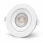 Weißer LED Einbauspot 9W CCT in leichter Seitenansicht mit schwenkbarem Einsatz