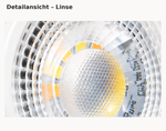 LED Modul 5W 230V CCT dimmbar – Detailansicht der Linse