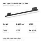 MUNDOTEC LED 3-Phasen Linearleuchte 24 W schwarz – technische Daten