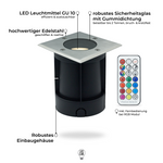Bodeneinbaustrahler Edelstahl eckig GU10 IP67 inkl. LED - Leuchtmittel