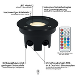 Bodeneinbaustrahler Edelstahl schwarz rund IP67 inkl. LED - Modul