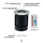 Bodeneinbaustrahler Edelstahl rund GU10 IP67 inkl. LED - Leuchtmittel