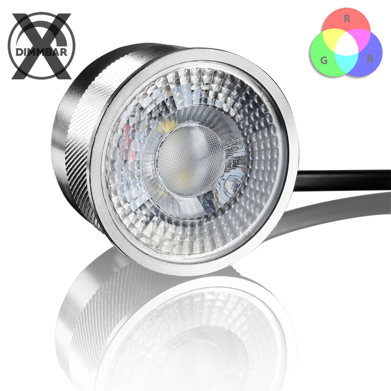 LED - Modul 3W 230V RGB + Warmweiß 3000K Aluminium / Linse Klar (geeignet für Einbaustrahler)