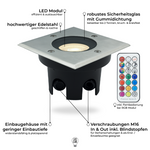 Bodeneinbaustrahler Edelstahl eckig IP67 inkl. LED - Modul