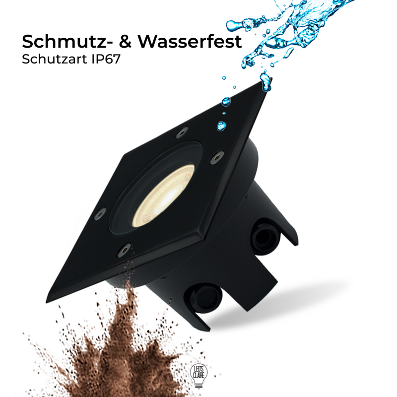 Bodeneinbaustrahler Edelstahl schwarz eckig IP67 inkl. LED - Modul