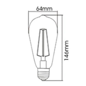 LED Filament Kegel ST64 6W E27 2200K dimmbar